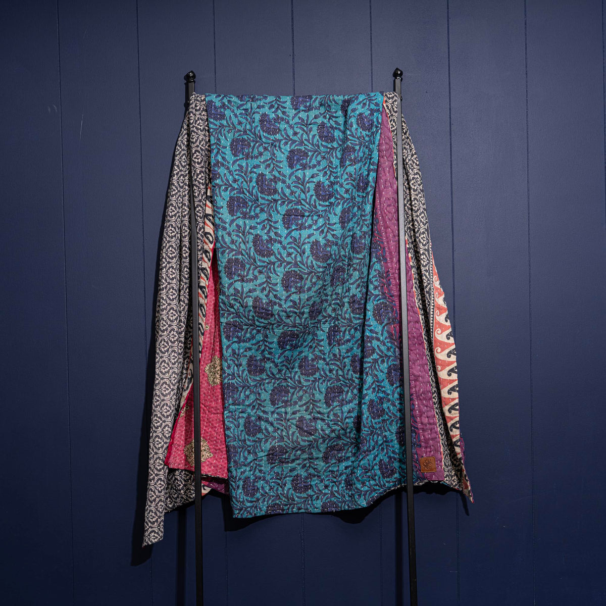 Kantha India Blanket One-of-a-Kind Handcrafted Quilted Pattern Throw – No. K-00618