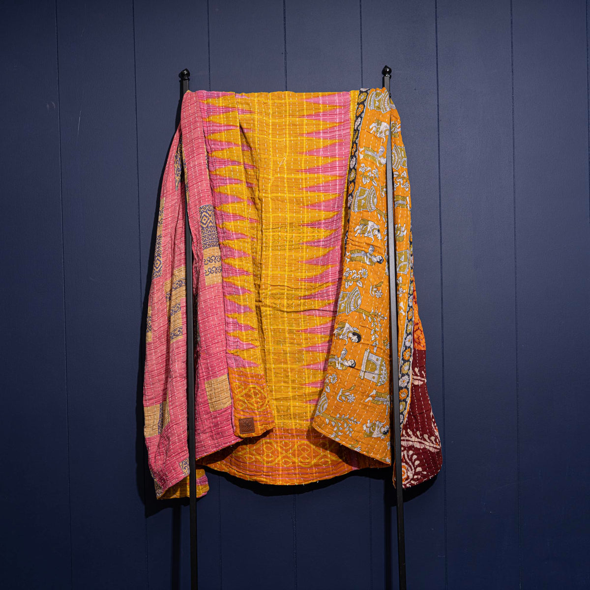 Kantha India Blanket One-of-a-Kind Handcrafted Quilted Pattern Throw – No. K-00620