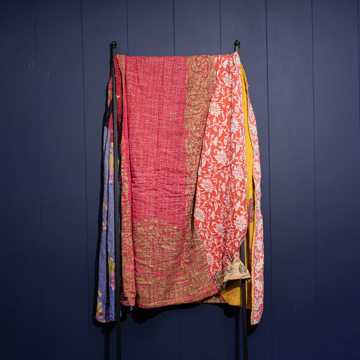 Kantha India Blanket One-of-a-Kind Handcrafted Quilted Pattern Throw – No. K-00621