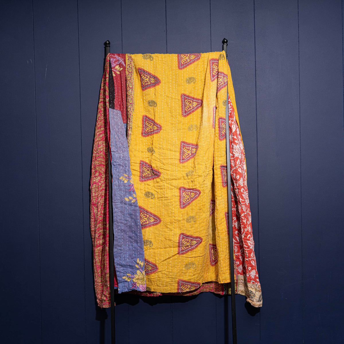 Kantha India Blanket One-of-a-Kind Handcrafted Quilted Pattern Throw – No. K-00621