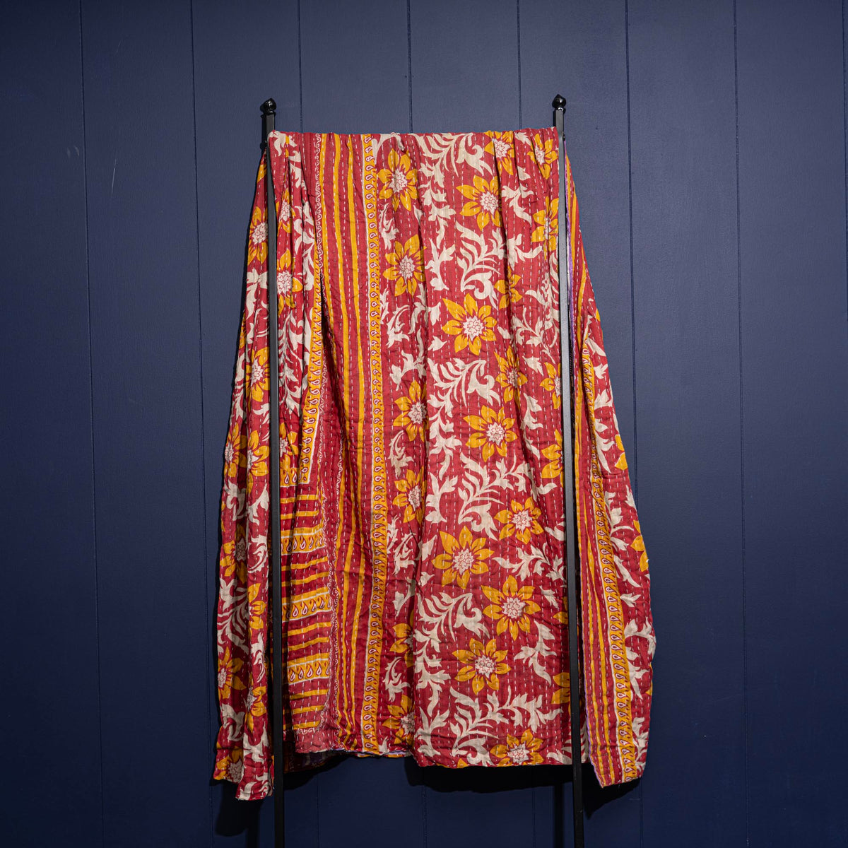 Kantha India Blanket One-of-a-Kind Handcrafted Quilted Pattern Throw – No. K-00623