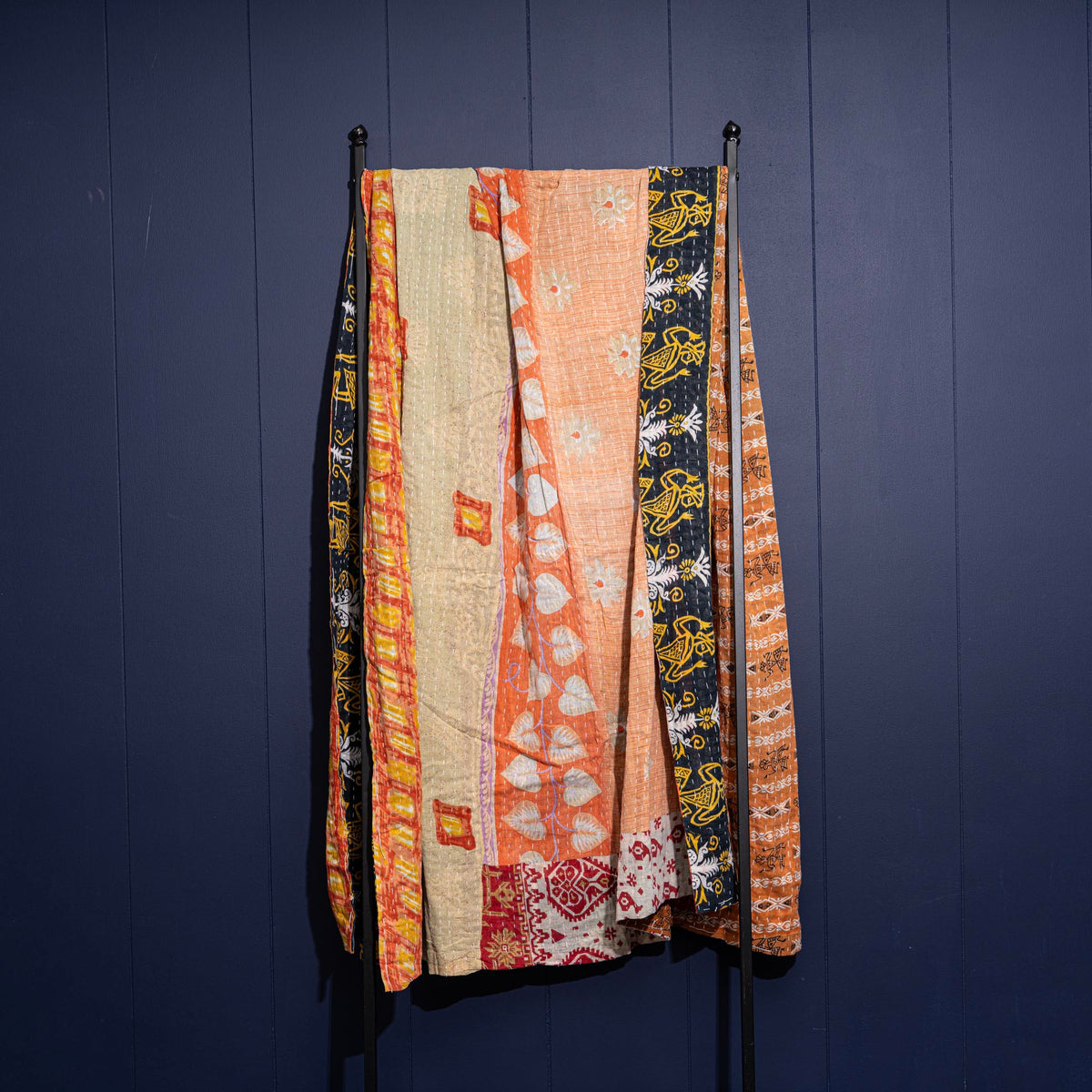 Kantha India Blanket One-of-a-Kind Handcrafted Quilted Pattern Throw – No. K-00628