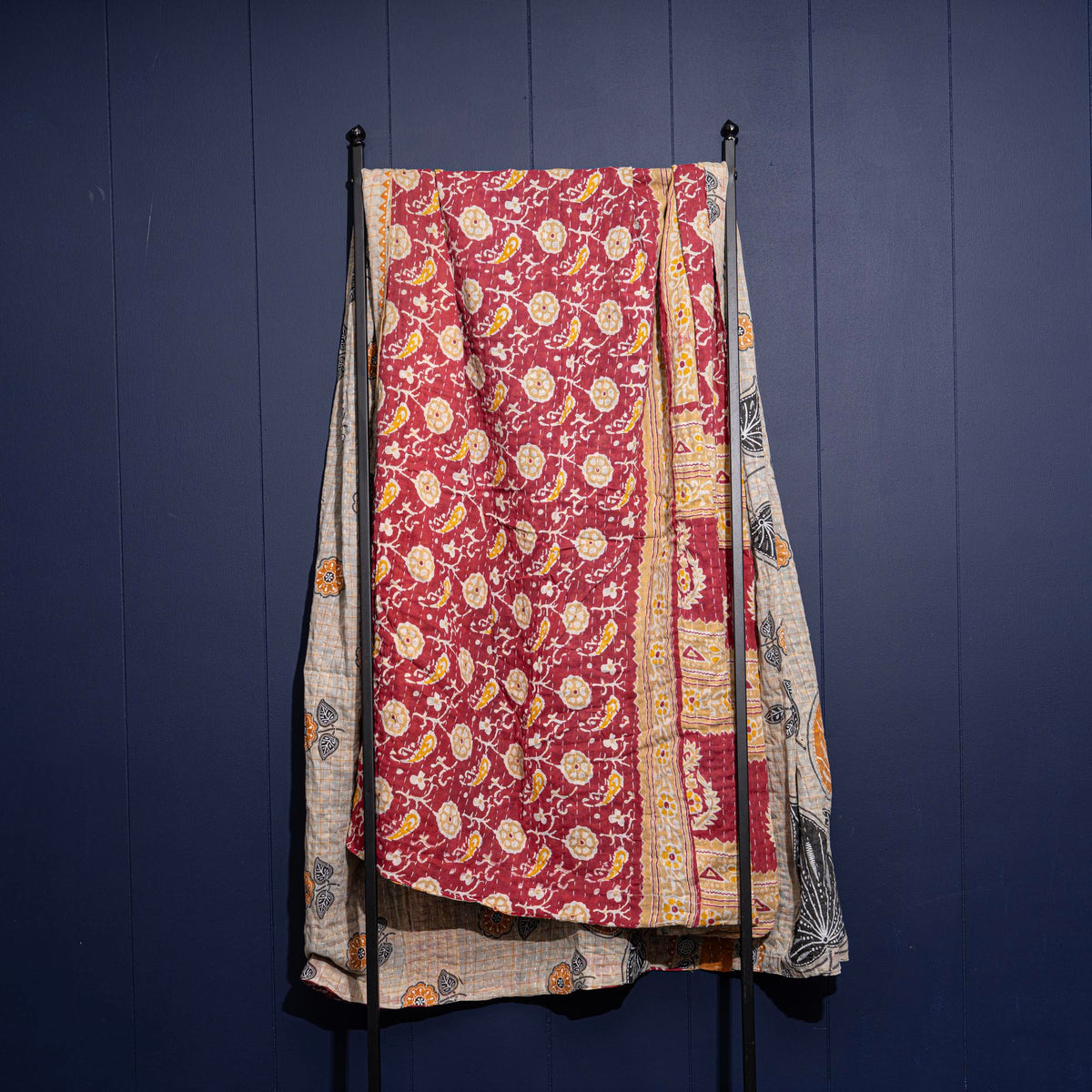 Kantha India Blanket One-of-a-Kind Handcrafted Quilted Pattern Throw – No. K-00633