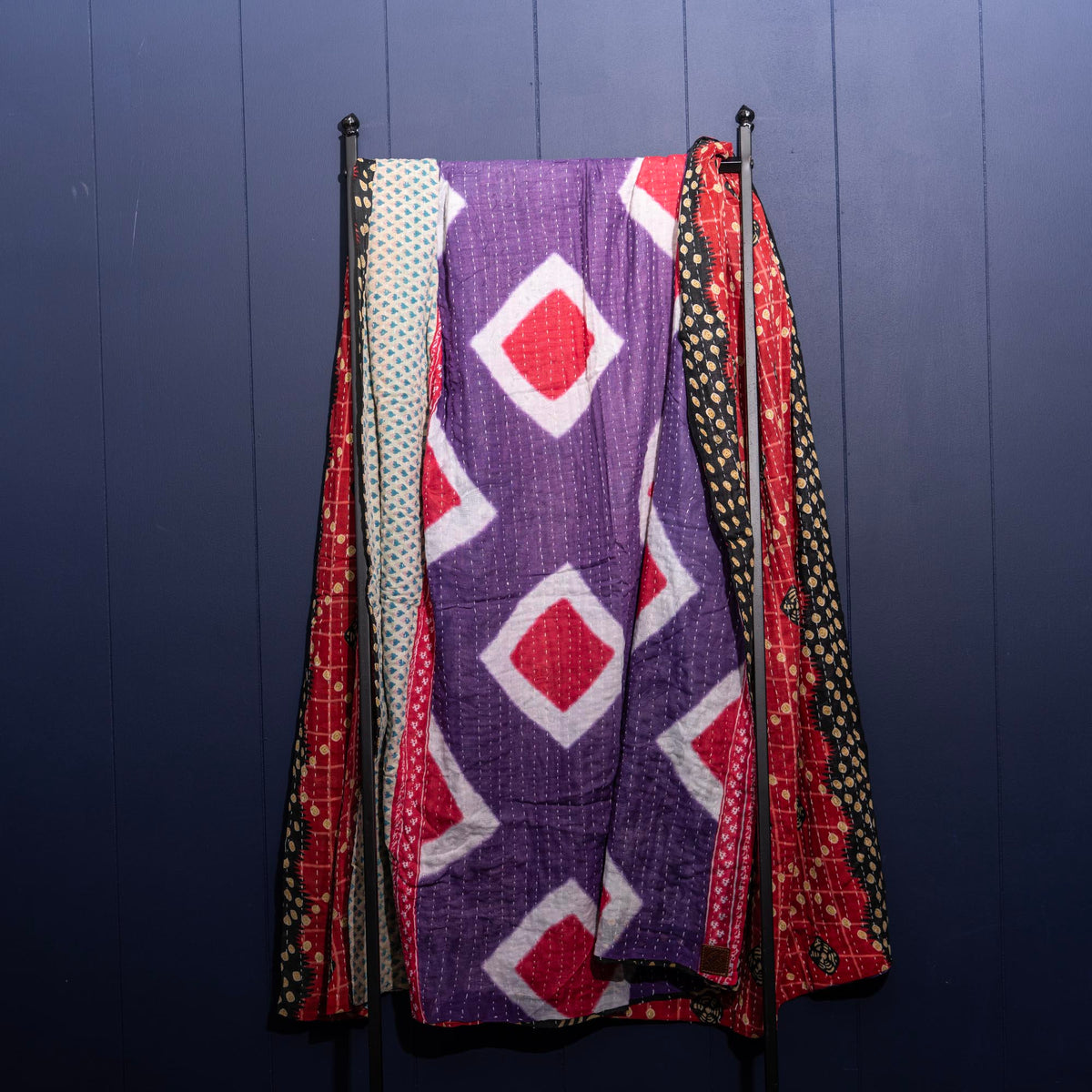 Kantha India Blanket One-of-a-Kind Handcrafted Quilted Pattern Throw – No. K-00644