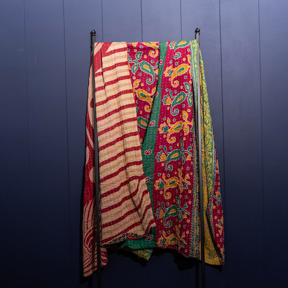 Kantha India Blanket One-of-a-Kind Handcrafted Quilted Pattern Throw – No. K-00645