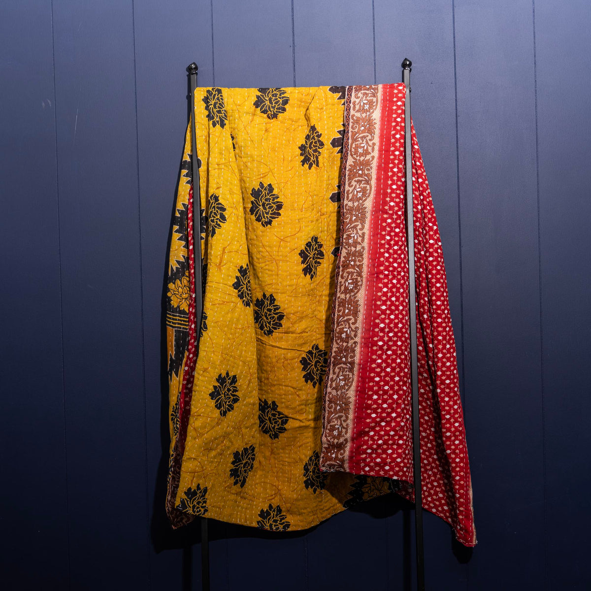 Kantha India Blanket One-of-a-Kind Handcrafted Quilted Pattern Throw – No. K-00648