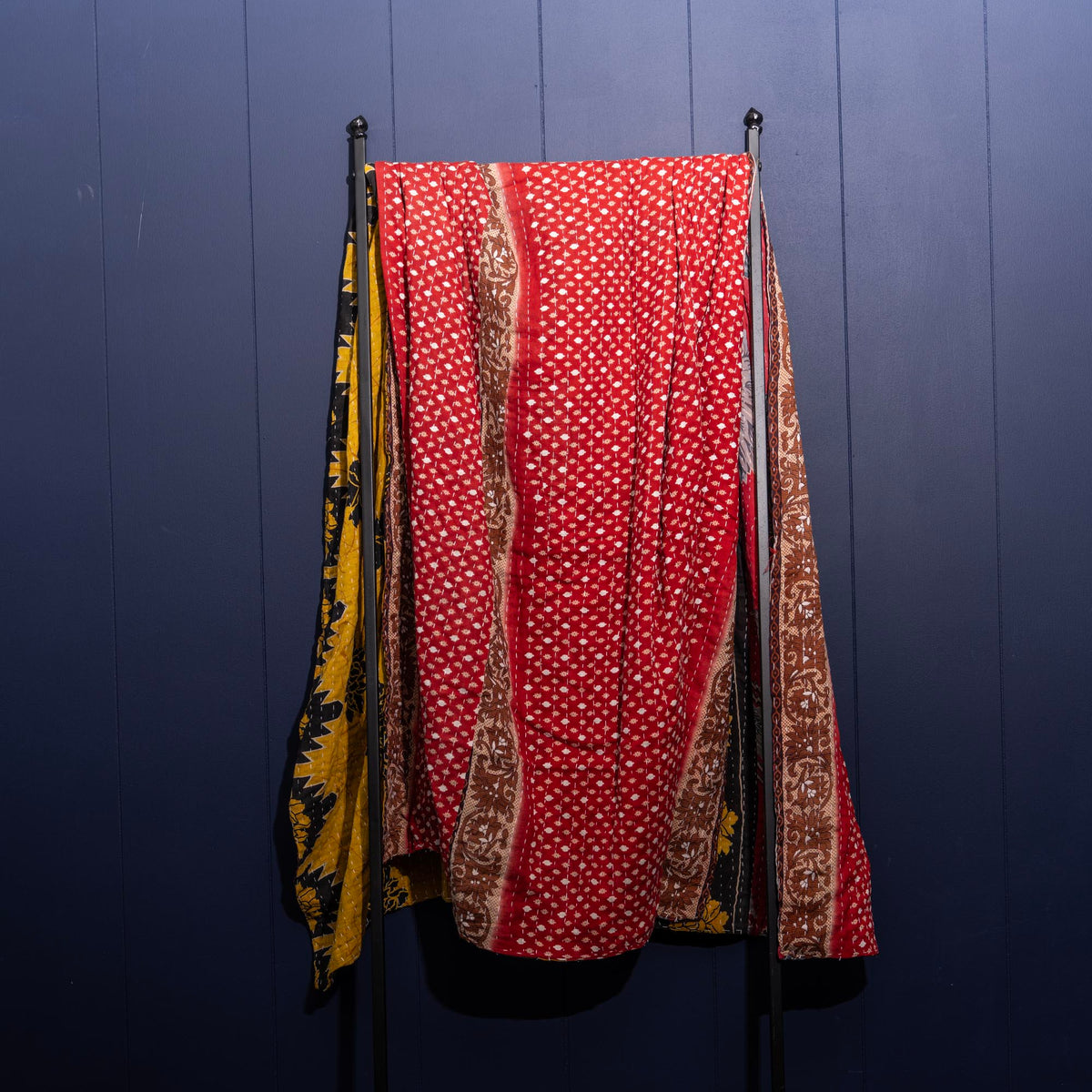 Kantha India Blanket One-of-a-Kind Handcrafted Quilted Pattern Throw – No. K-00648