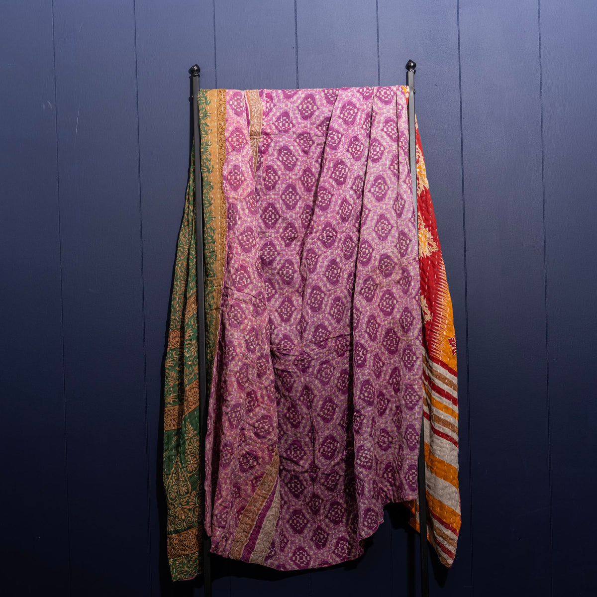 Kantha India Blanket One-of-a-Kind Handcrafted Quilted Pattern Throw – No. K-00649