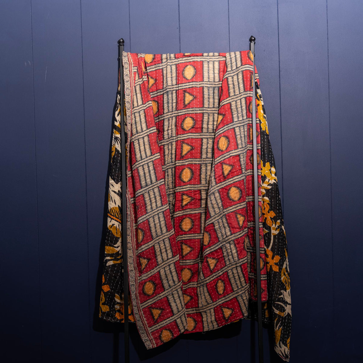 Kantha India Blanket One-of-a-Kind Handcrafted Quilted Pattern Throw – No. K-00660