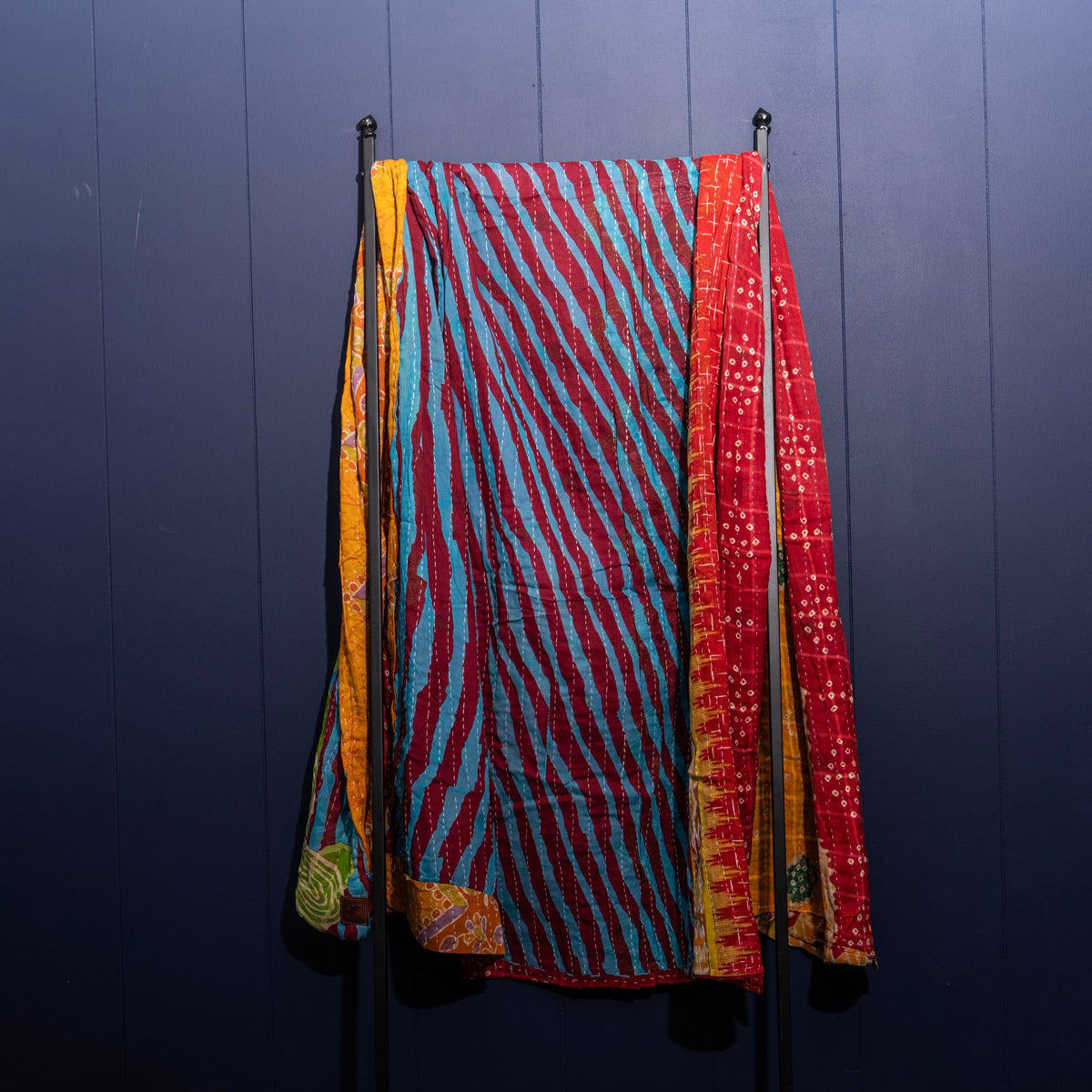 Kantha India Blanket One-of-a-Kind Handcrafted Quilted Pattern Throw – No. K-00663