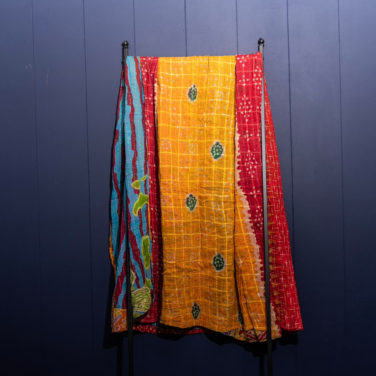 Kantha India Blanket One-of-a-Kind Handcrafted Quilted Pattern Throw – No. K-00663