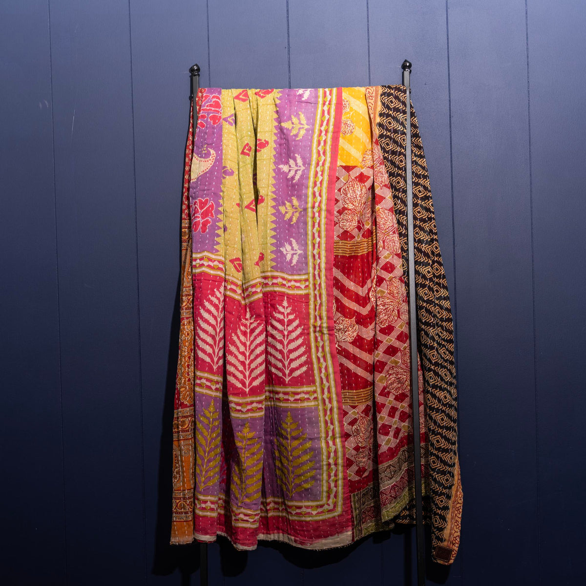 Kantha India Blanket One-of-a-Kind Handcrafted Quilted Pattern Throw – No. K-00665