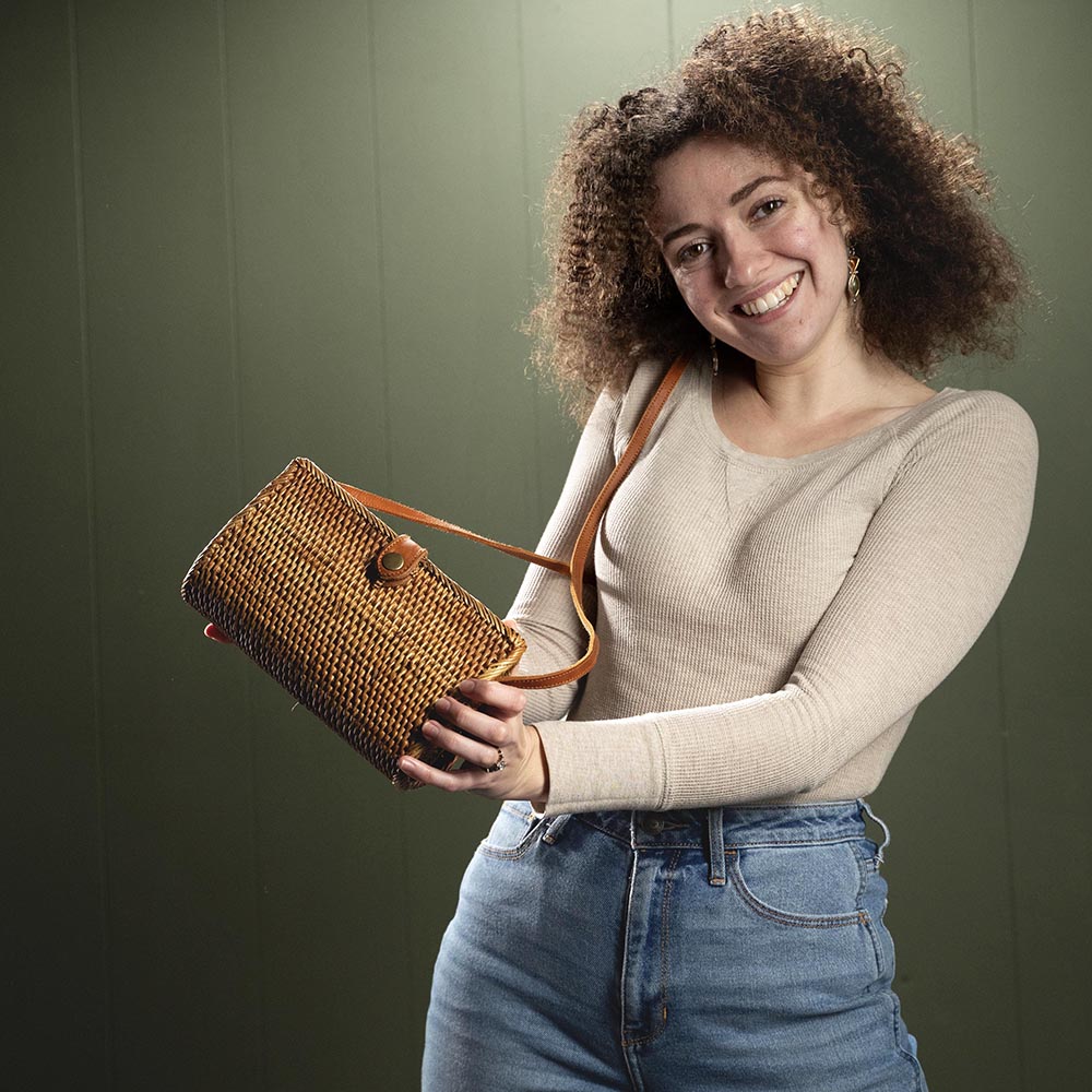 Rattan Bag Purse Wallet Clutch Crossbody