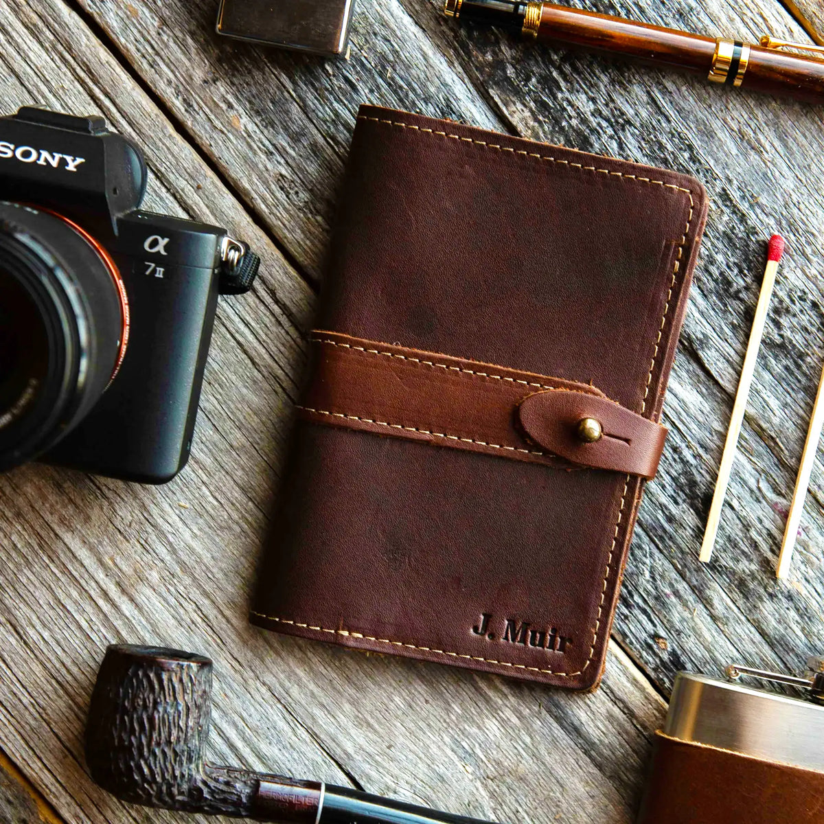 The Surveyor Fine Leather Pocket Journal Cover for Field Notes