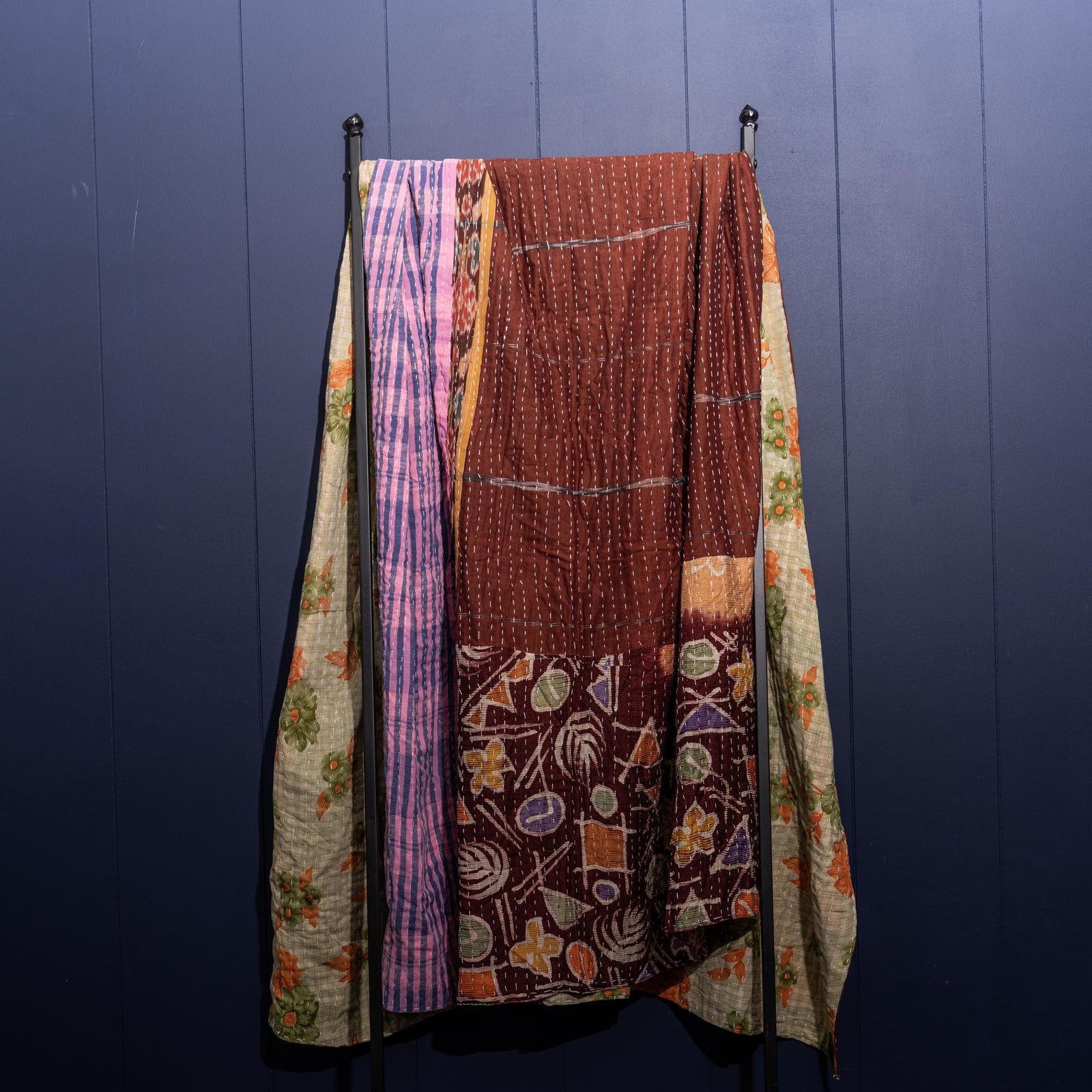 Kantha India Blanket One - of - a - Kind Handcrafted Quilted Pattern Throw – No. K - 00643 - Shoporiaz