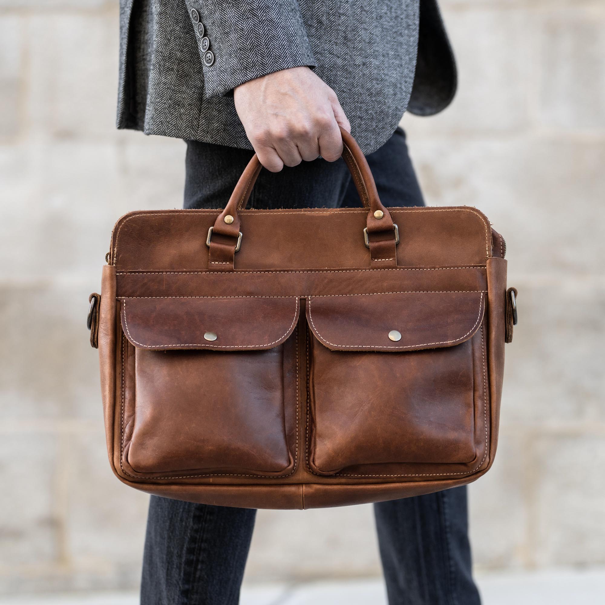 No. 102 Entrepreneur Fine Leather Briefcase & Professional Laptop Bag - Shoporiaz