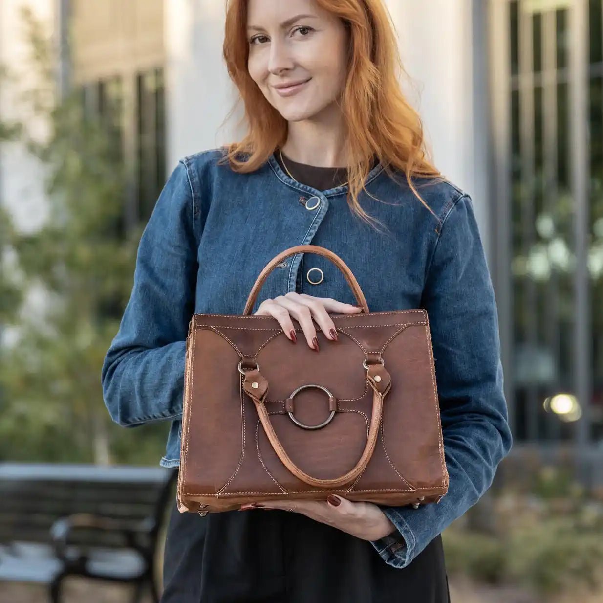 The Ellie Fine Leather Structured Women's Handbag and Crossbody Purse - Shoporiaz