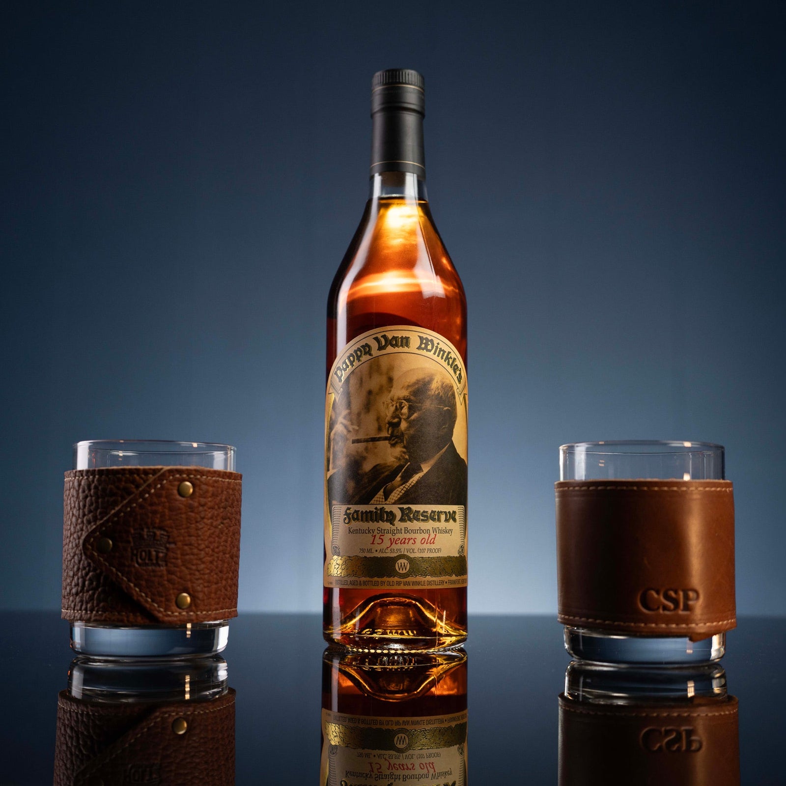 The Gentleman Rocks Glass & Sleeves ~ Full Grain Leather - Set of Two Wraps & Glasses - Shoporiaz