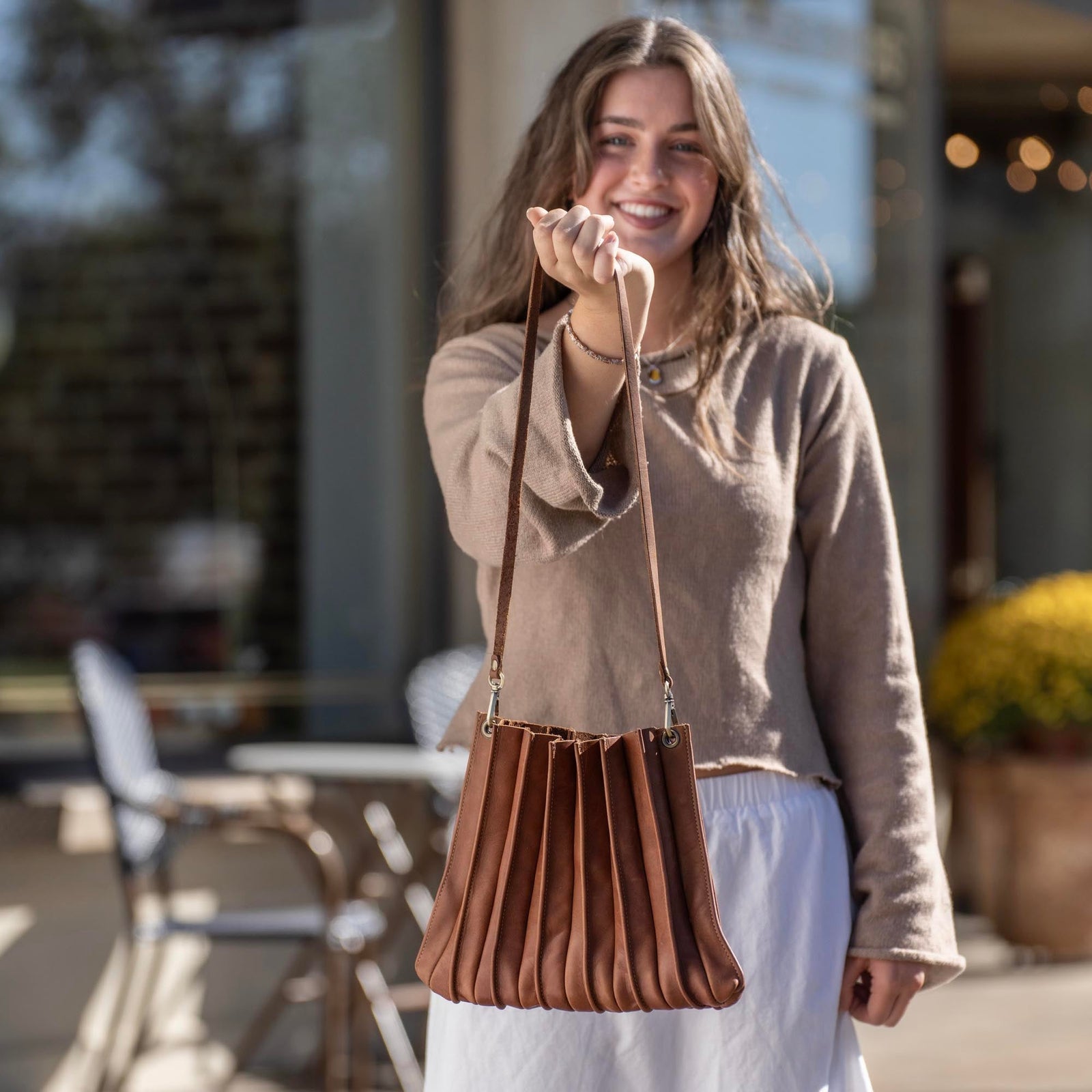 The Kiley Fine Leather Pleated Women's Crossbody Purse and Shoulder Bag - Shoporiaz