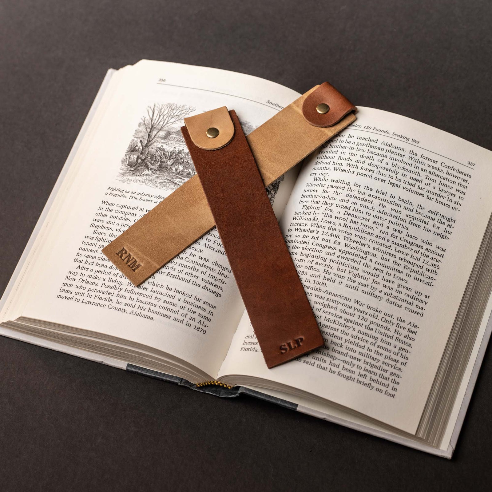 The Scribe - Personalized Fine Leather Two - Tone Bookmark - Shoporiaz