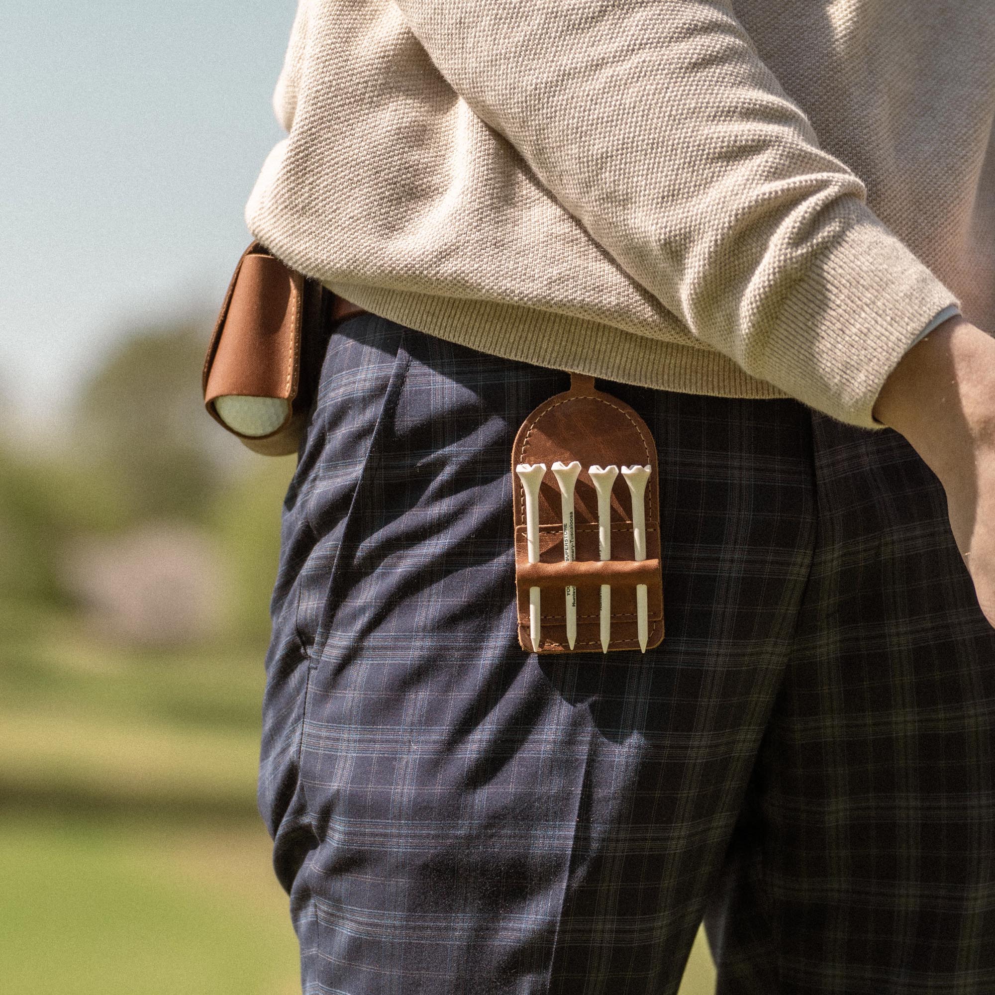 Your Logo + Our Leather - Personalized Fine Leather Golf Bag Tag and Tee Holder - Custom Logo and Corporate Gifting - Shoporiaz