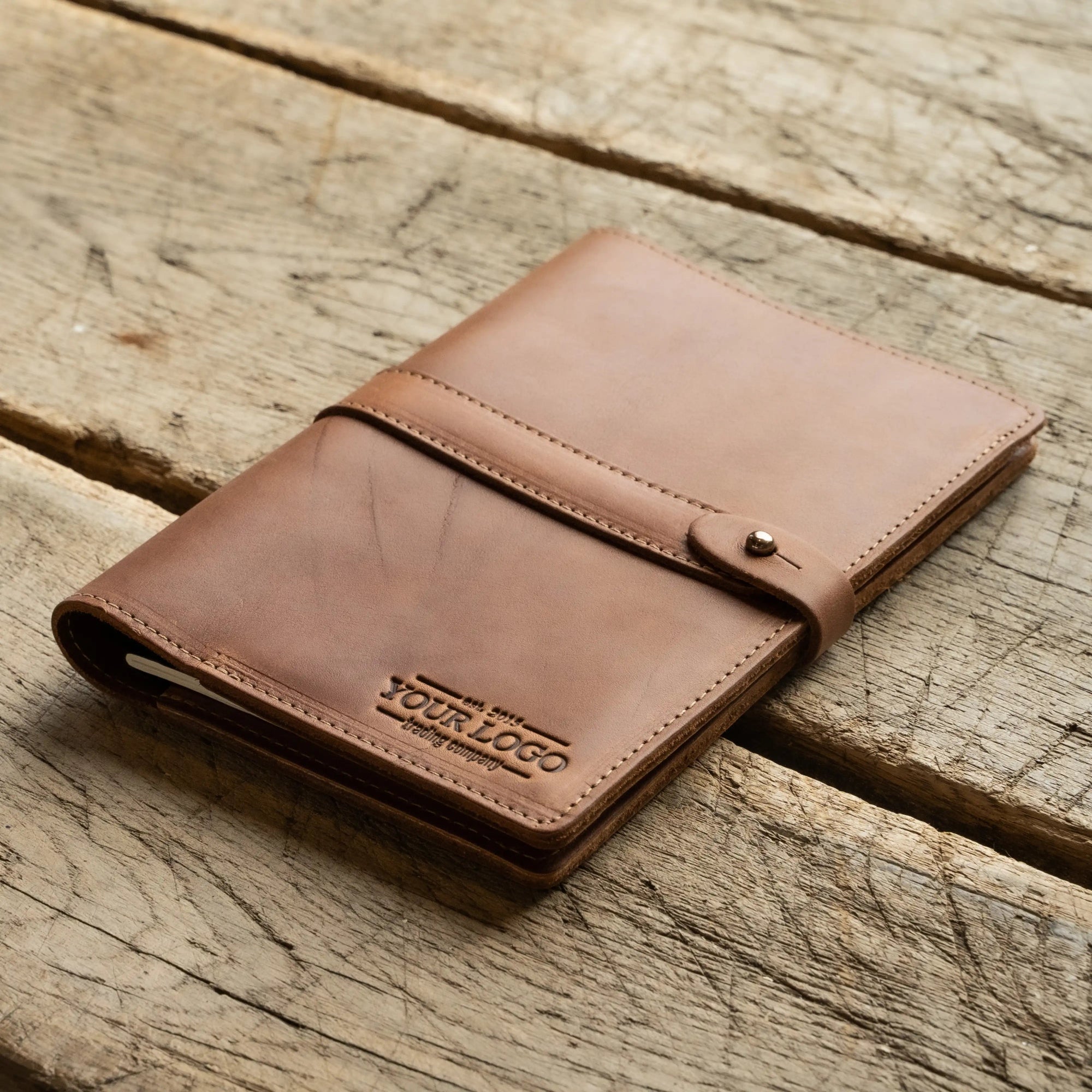 Your Logo + Our Leather - The Inventor Fine Leather A5 Moleskine Journal Diary - Custom Logo and Corporate Gifting - Shoporiaz