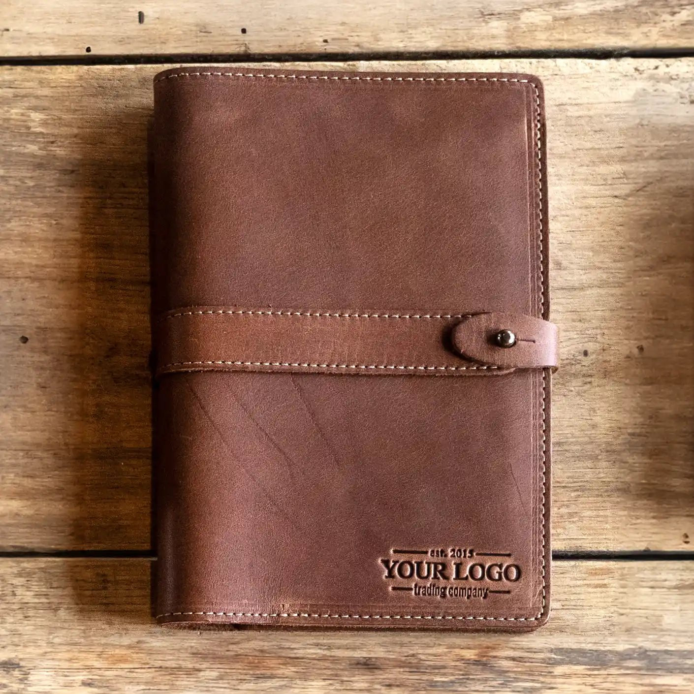 Your Logo + Our Leather - The Inventor Fine Leather A5 Moleskine Journal Diary - Custom Logo and Corporate Gifting - Shoporiaz