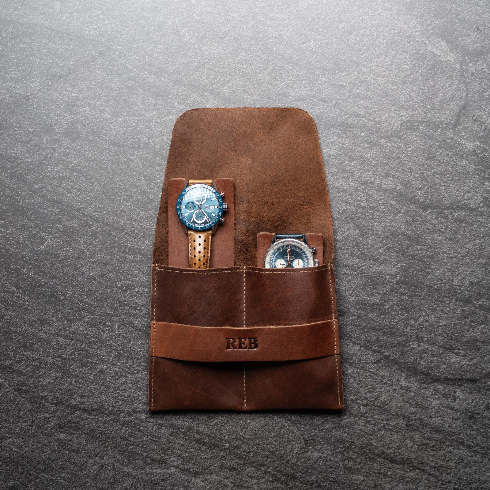 Your Logo + Our Leather - The Meridian Personalized Full Grain Leather Watch Holder Travel Case - Custom Logo + Corporate Gifting - Shoporiaz