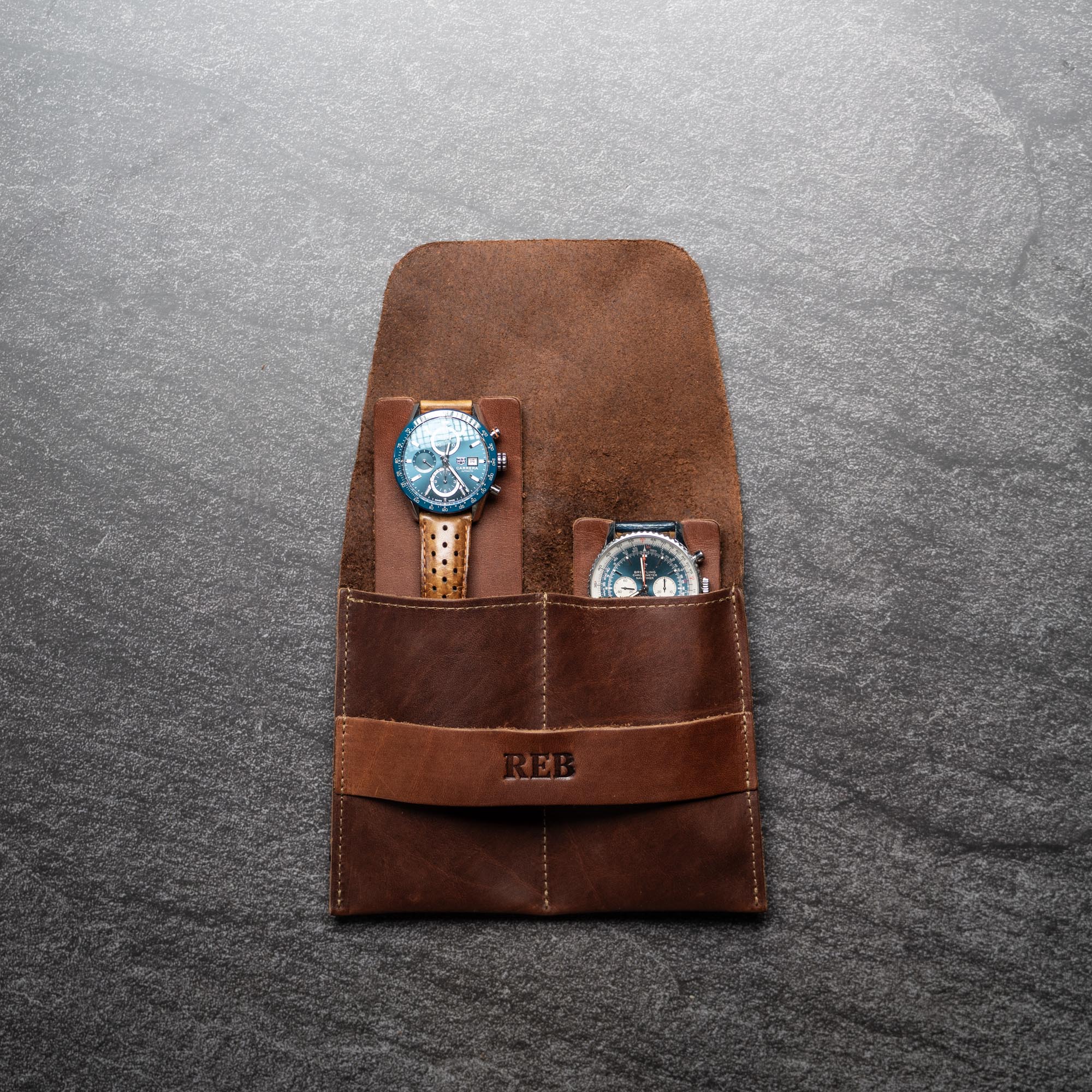 Your Logo + Our Leather - The Meridian Personalized Full Grain Leather Watch Holder Travel Case - Custom Logo + Corporate Gifting - Shoporiaz