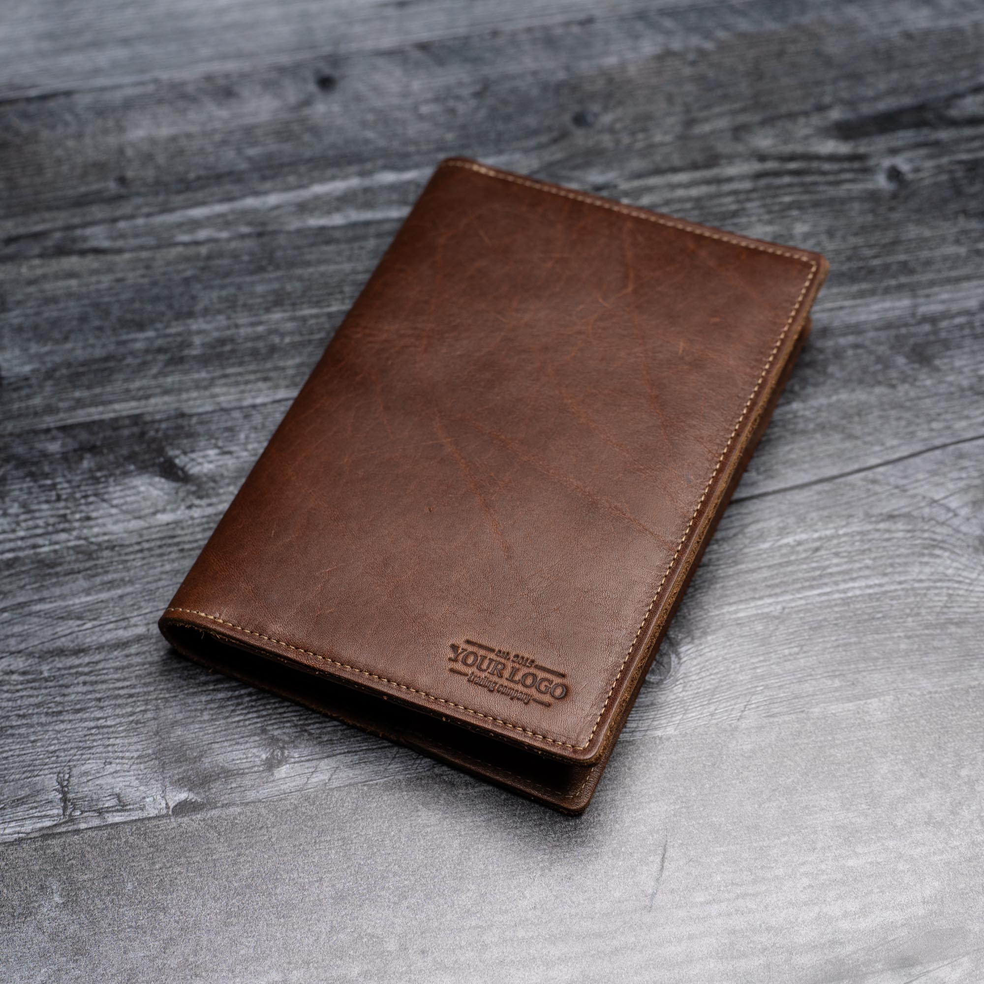 Your Logo + Our Leather - The Scholar - Personalized Leather Journal Cover - Custom Logo and Corporate Gifting - Shoporiaz