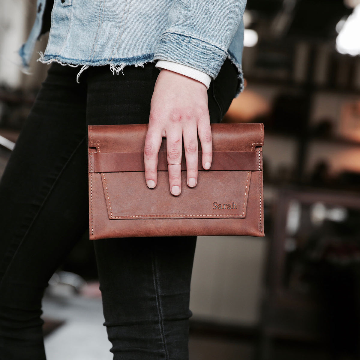 The Moriah Fine Leather Clutch With Optional Insert