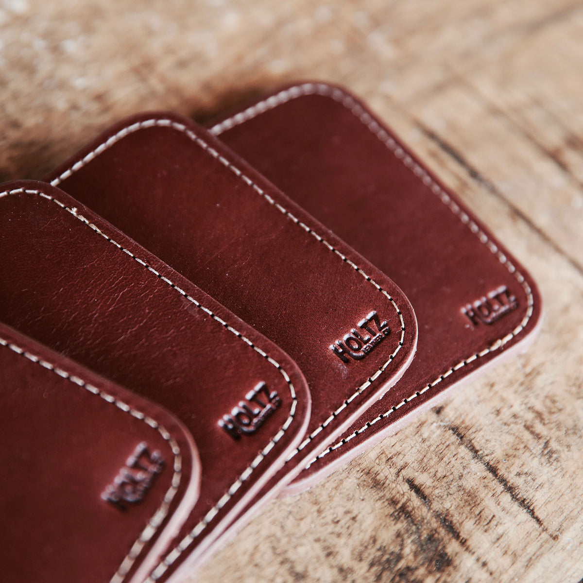 The Ranch House Personalized Fine Leather Coaster Set of 4 Coasters