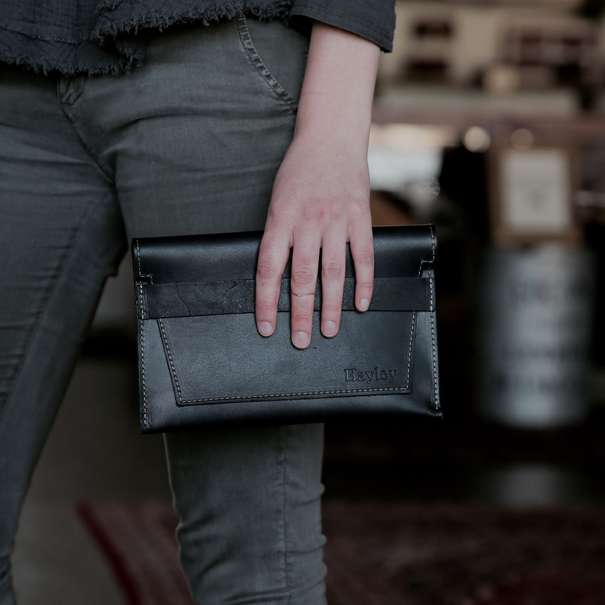 The Moriah Fine Leather Clutch With Optional Insert