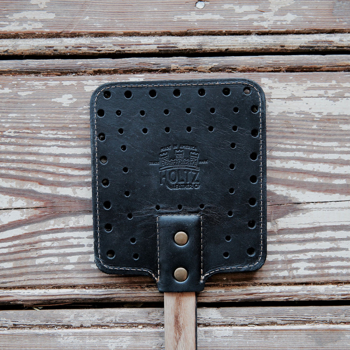 Your Logo + Our Leather - The Front Porch Flyswatter - Custom Logo and Corporate Gifting
