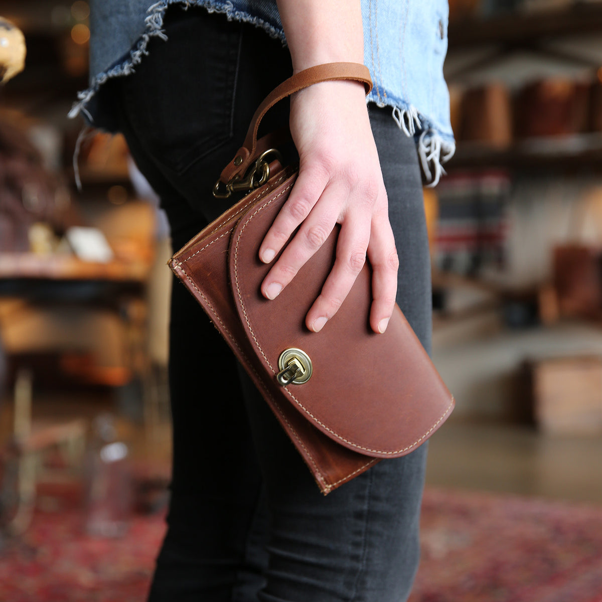Fine leather envelope clutch at Shoporiaz Co in Huntsville, Alabama