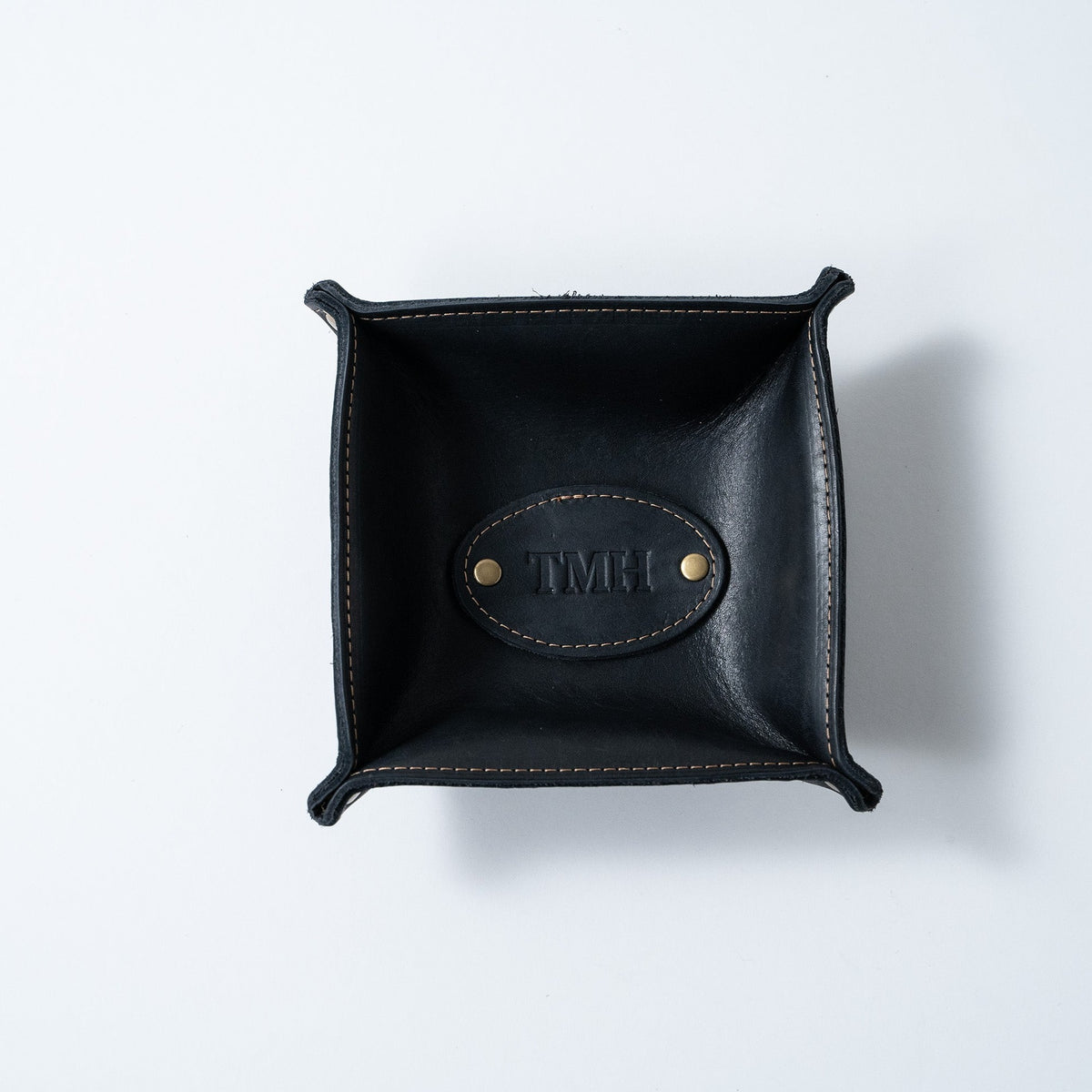 The Monticello Fine Leather Personalized Desk Valet Caddy Tray for Dresser or Office Gift