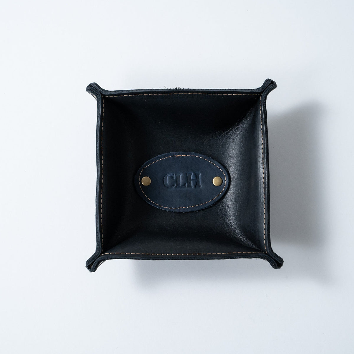 The Monticello Fine Leather Personalized Desk Valet Caddy Tray for Dresser or Office Gift