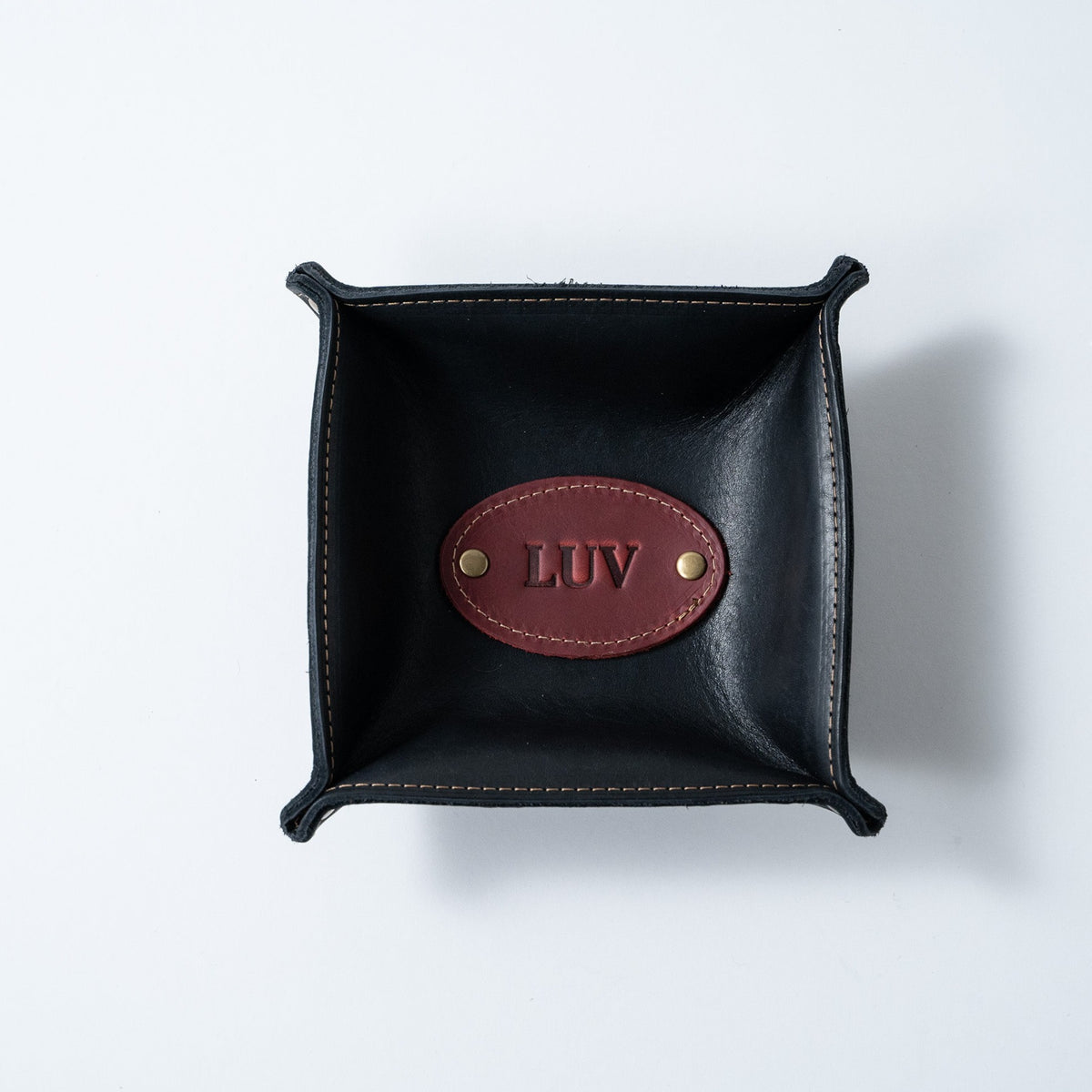 The Monticello Fine Leather Personalized Desk Valet Caddy Tray for Dresser or Office Gift