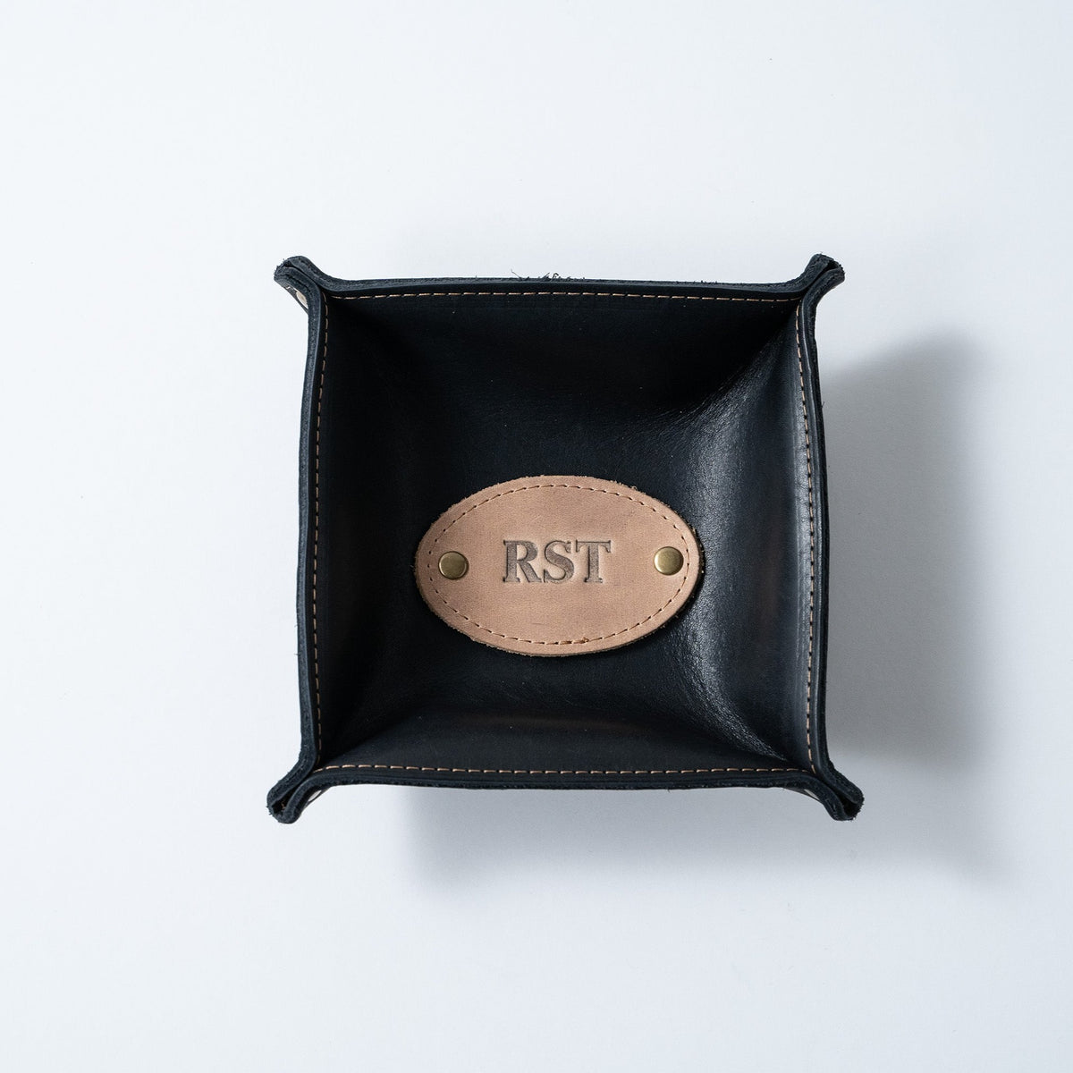 The Monticello Fine Leather Personalized Desk Valet Caddy Tray for Dresser or Office Gift