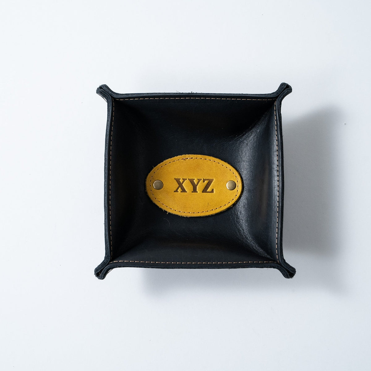 The Monticello Fine Leather Personalized Desk Valet Caddy Tray for Dresser or Office Gift