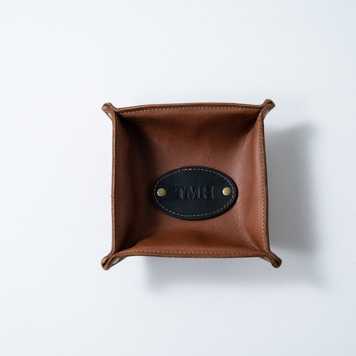 The Monticello Fine Leather Personalized Desk Valet Caddy Tray for Dresser or Office Gift
