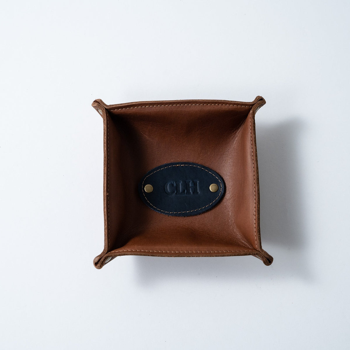 The Monticello Fine Leather Personalized Desk Valet Caddy Tray for Dresser or Office Gift