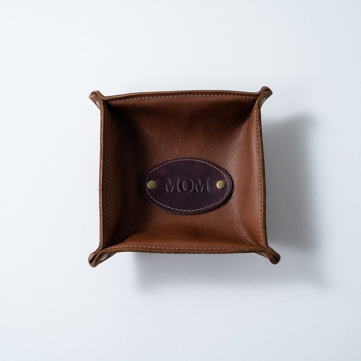 The Monticello Fine Leather Personalized Desk Valet Caddy Tray for Dresser or Office Gift