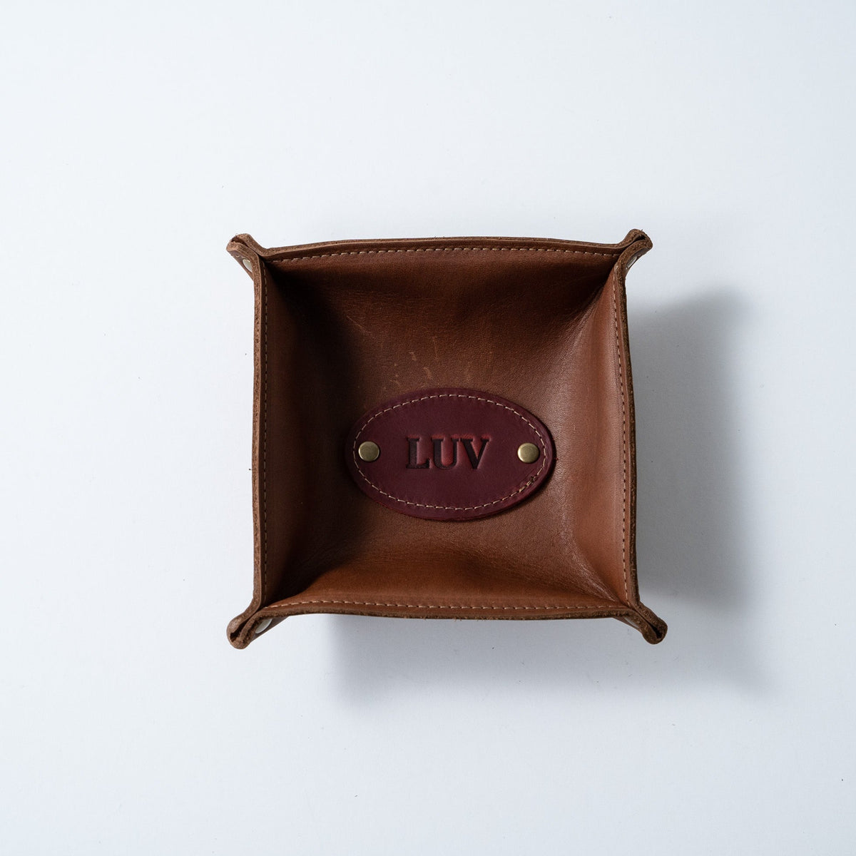 The Monticello Fine Leather Personalized Desk Valet Caddy Tray for Dresser or Office Gift