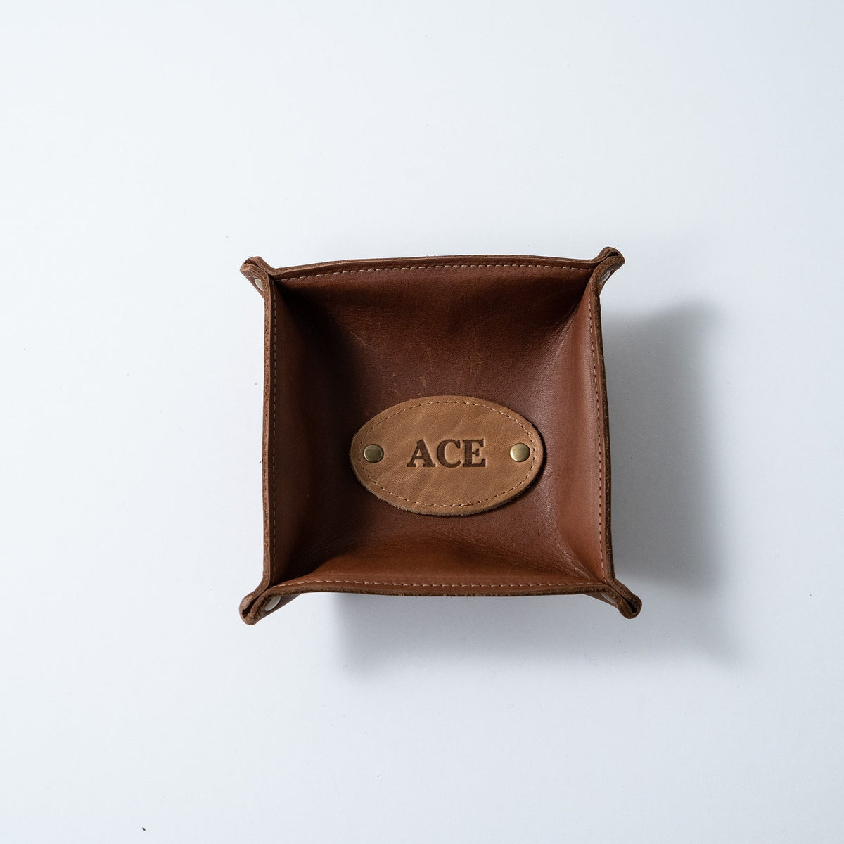 The Monticello Fine Leather Personalized Desk Valet Caddy Tray for Dresser or Office Gift