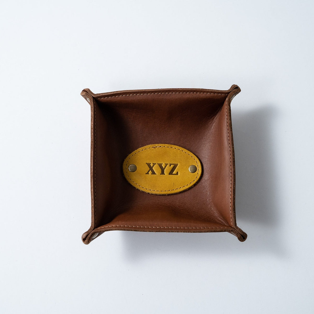 The Monticello Fine Leather Personalized Desk Valet Caddy Tray for Dresser or Office Gift