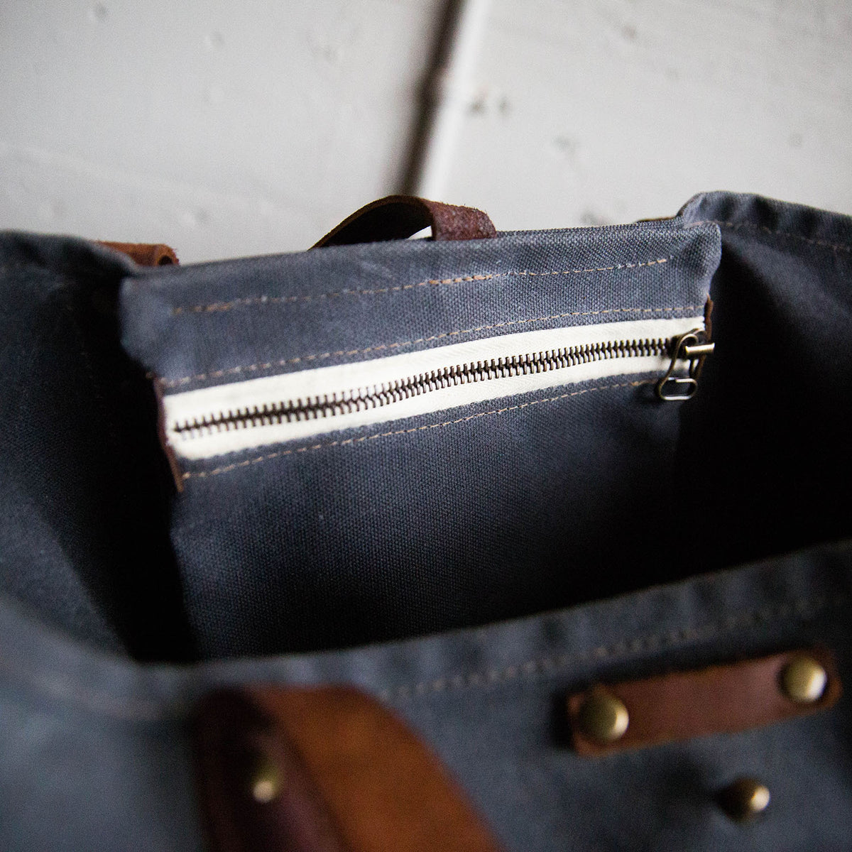 The Market Tote - Fine Leather & Waxed Canvas Bag Purse