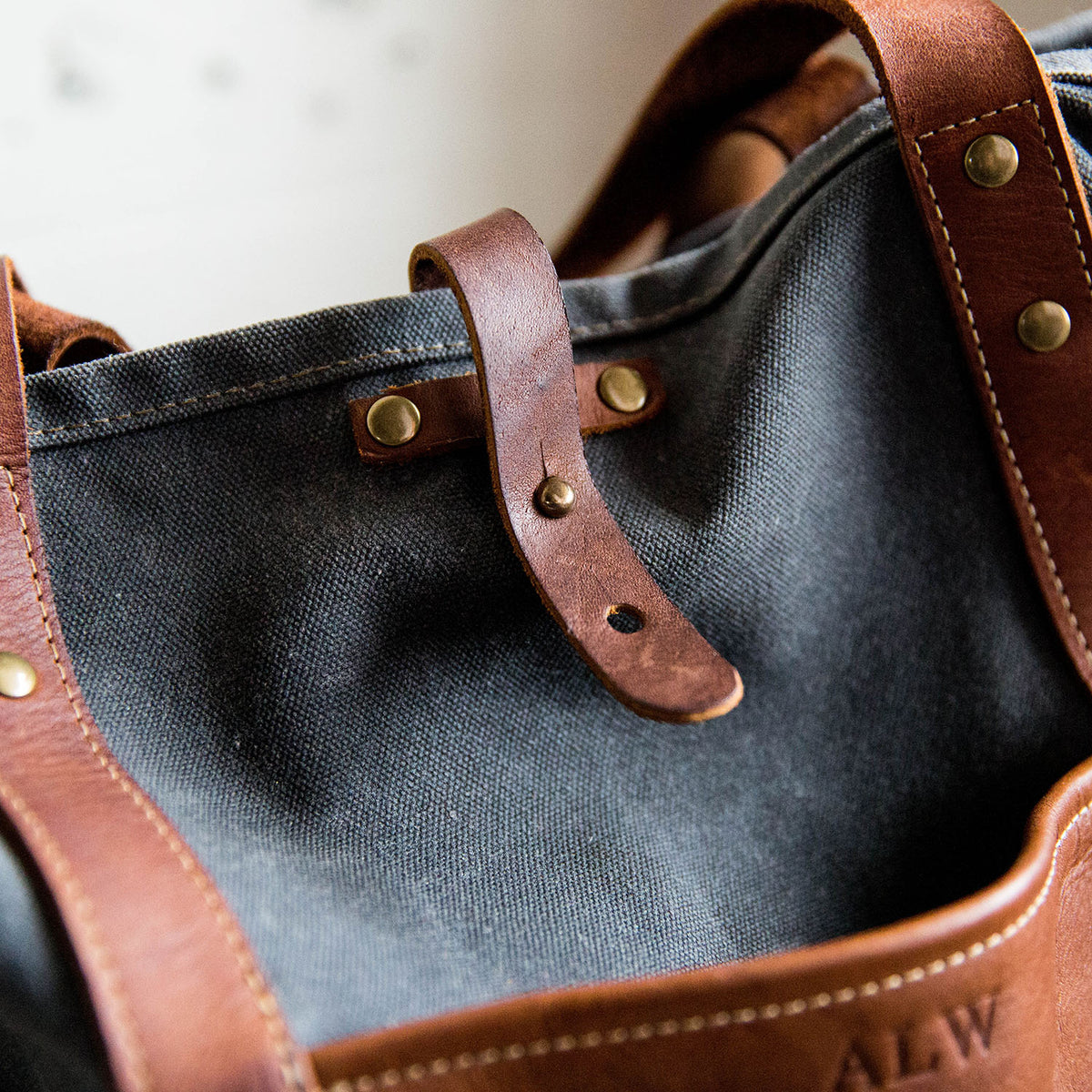 The Market Tote - Fine Leather & Waxed Canvas Bag Purse