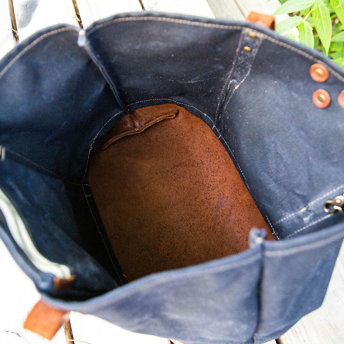 The Market Tote - Fine Leather & Waxed Canvas Bag Purse