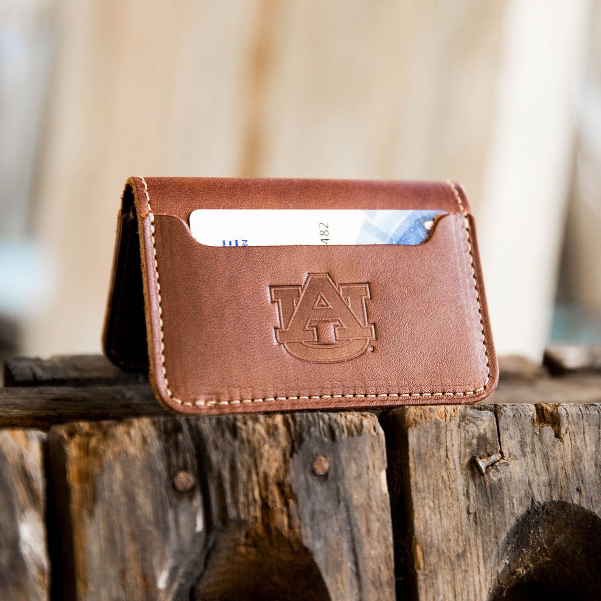 Bifold money clip wallet with Auburn University logo